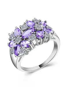 1 PC Elegant Cubic Zirconia Ring Cluster Ring Engagement For Women For Wedding Engagement Party Jewelry Valentine's Day Gift