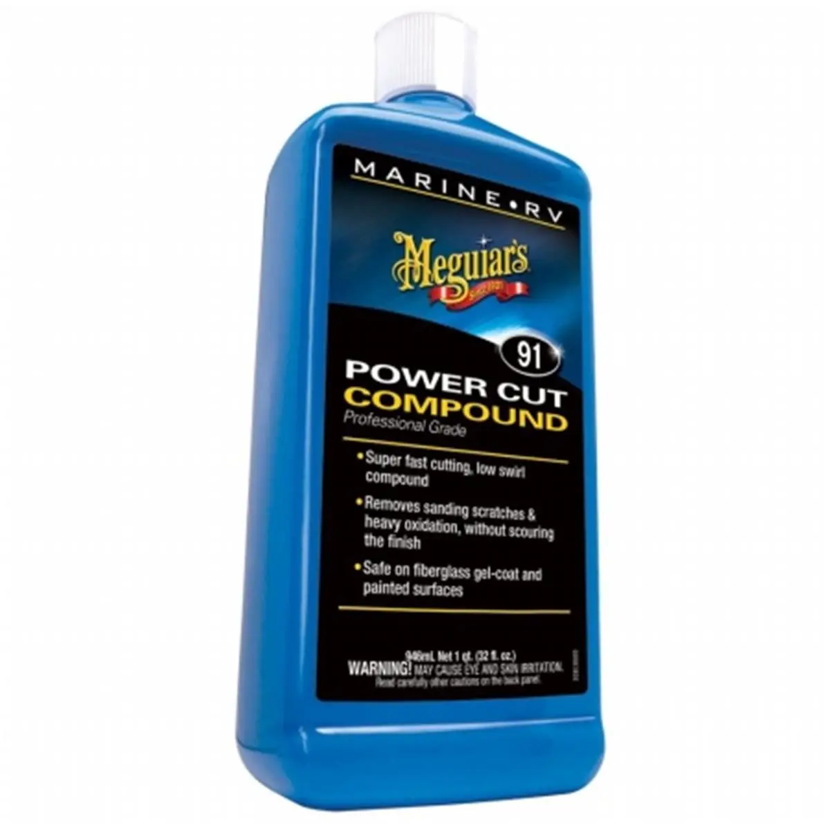 212 MAIN Meguiars Marine-RV Pro Grade Cut & Polish Compound, 32oz Liquid, Fast Cutting Formula, Heavy Removal Capability, Low Swirl, Fiberglass Safe, High Speed Rotary & Hand Apply Compatible, Marine & RV Fiberglass Gel Coat Surfaces Safe
