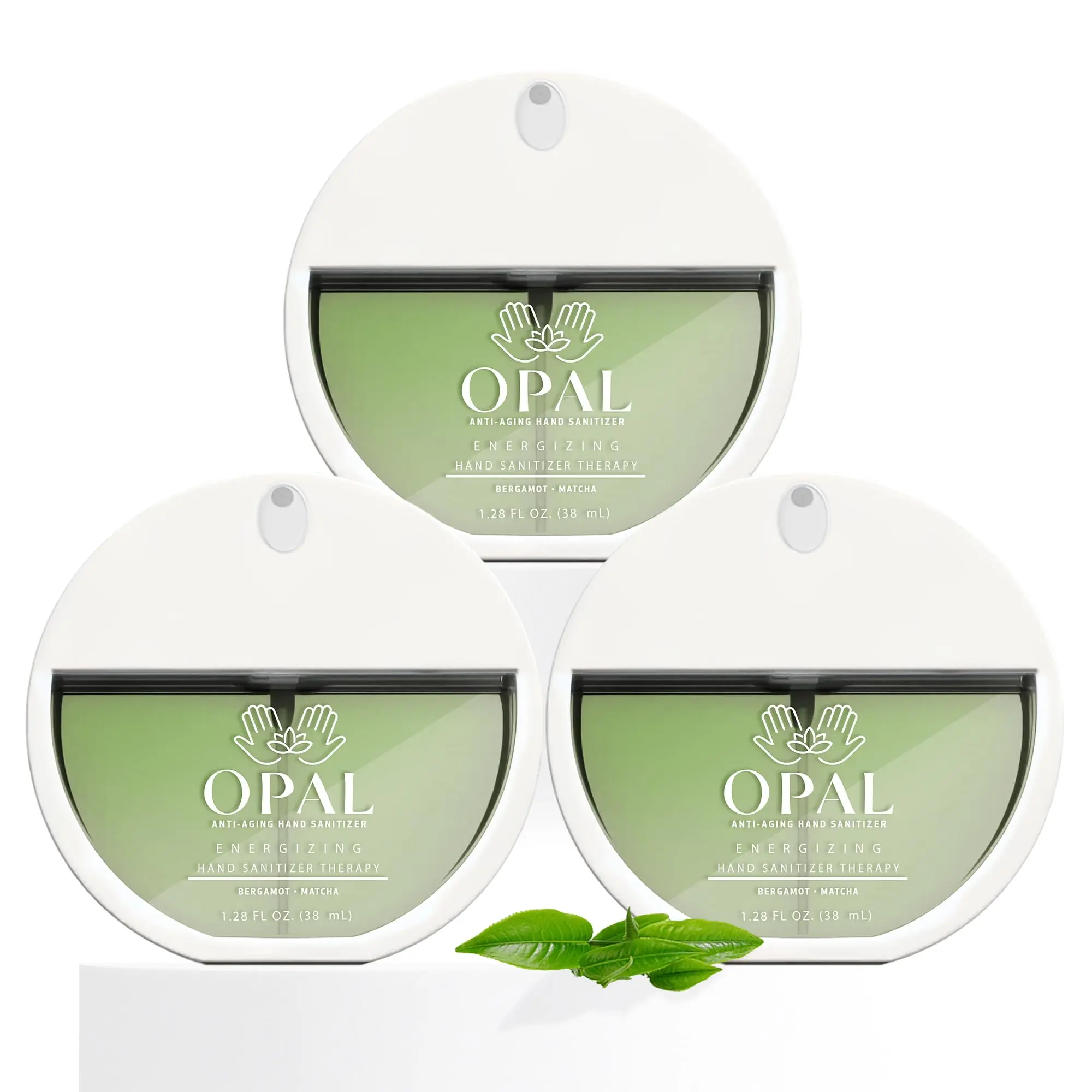 Opal Energizing Spray Hand Sanitizer 3-Pack Travel Kit, Germfree Anti-Viral Disinfection Aloe Formula, Sugar-Infused, Hyaluronic Acid, Hydrating Bergamot & Matcha Scent, Quick-Dry Aromatherapy for Wellness, Spray Hand Sanitizers, Germfree Hand Sanitizers