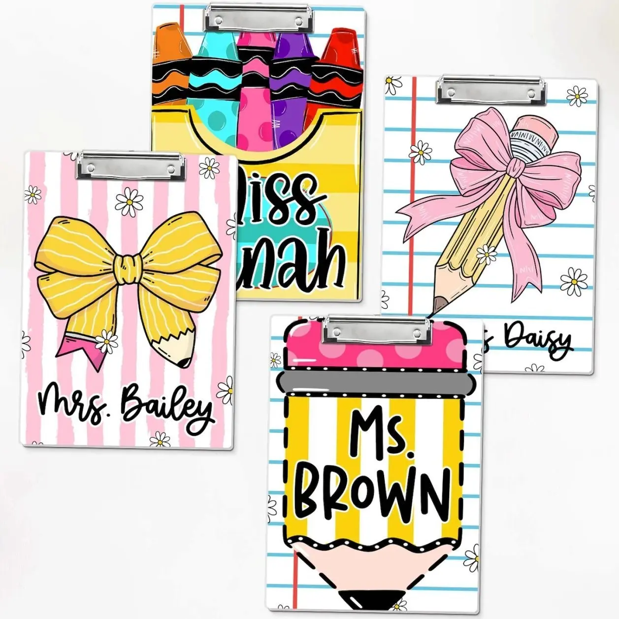 4 Styles Custom Teacher Acrylic Clipboard, Personalized Name, End of School Gift