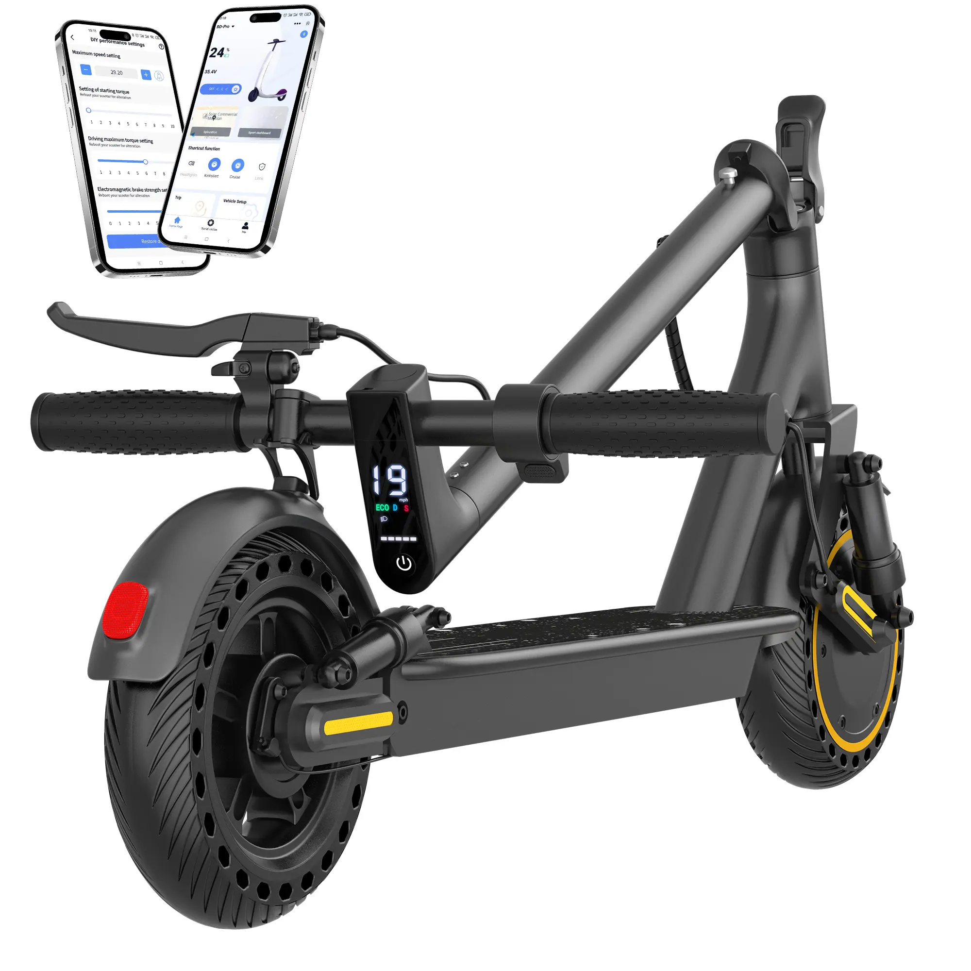 Portable Commuting Electric Scooter for Adults, 350/500W Motor & 22 MPH, Foldable Aluminum Frame with Dual Suspension, Puncture-Proof Tires & LED Display, Portable Commuting Scooter, Multifunctional, Unisex Adults, 2 Wheels, Smart App, Start Mode, Folding
