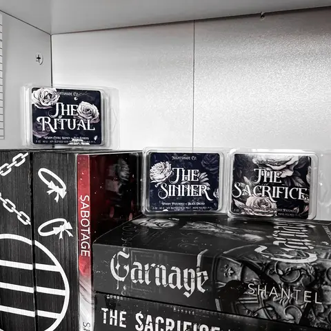 WAX MELTS BOOK TITLE Shantel Tessier licensed, The Ritual, The Sacrifice, The Sinner, Carnage