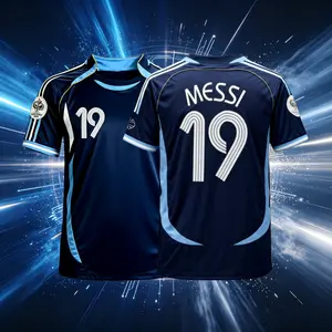19# Messi 2006 Argentina National Home And Away Blue Short And Long Sleeve Soccer Jersey Fans Version