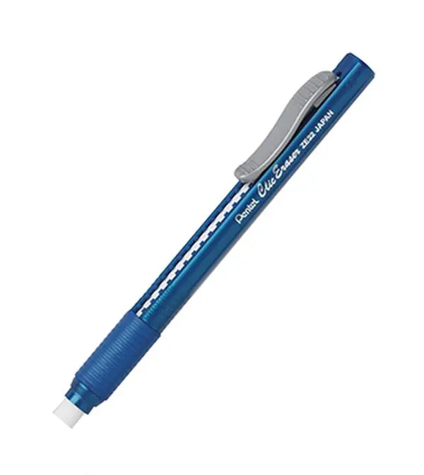 212 MAIN Pentel Clic’Grip Precision Erasers, Blue Barrel (Model PENZE22C) - Office Stationery Supplies for Transportation & Storage Needs