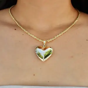 Heart Necklace - Gold Color Heart Pendant Necklace as shown in the Image