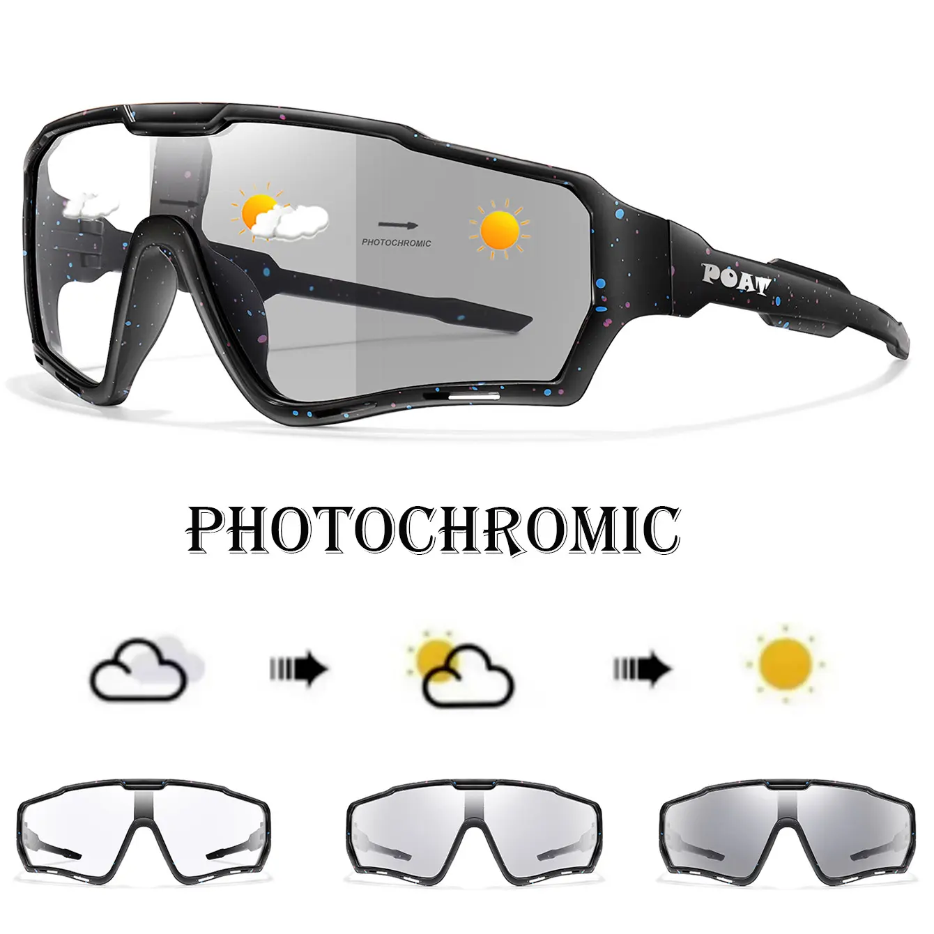 2PCS Brand Men Women MTB Bike Bicycle Photochromic Eyewear Cycling Fishing Running Glasses New Style Sunglasses Sports