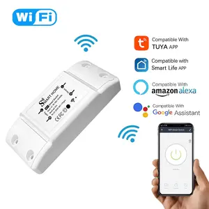 Tuya Smart WiFi Circuit Breaker 10A Mini Light Switch DIY Universal Home Wireless Remote Control Compatible with Alexa, Google Home, and TUYA App for Voice and Remote Control