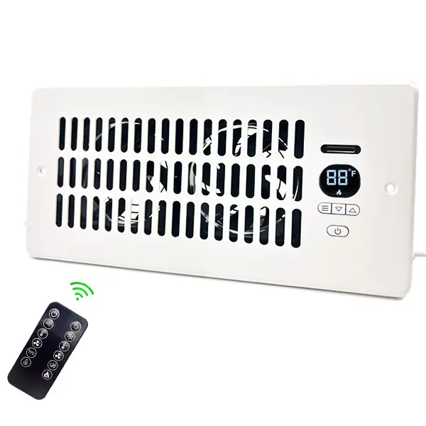 110V 4x10-Inch Energy Efficient Register Booster Fan, 10-Speed Plug-In Vent Fan (6.6W) with Thermostat, Remote Controlled, Negative Ions, Ultra Quiet for Bedroom Floor Vents, 2-Min Easy Installation (30% More Air Flow)