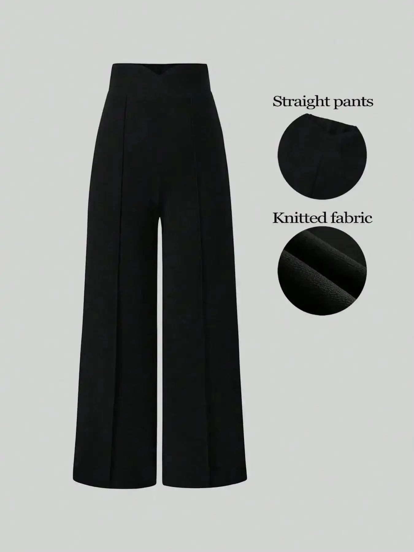 Women's Stretchy Crossover High Waist Wide Leg Pants Tummy Control Elastic Pintuck Straight Office Workwear Business Casual Solid Black Flattering Fit All Season Everyday everyday comfort urban streetwear