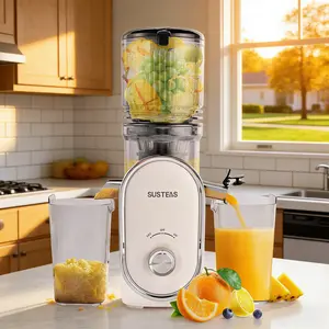 SUSTEAS 5.3" XL Cold Press Juicer – Fit Whole Fruits & Greens, No Pre-Cutting Needed! Maximize Nutrient Retention & Juice Yield