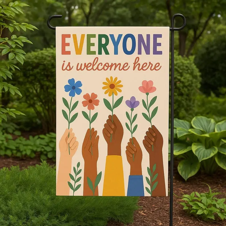 100% Polyester Single Garden Flag - Fashionable Polyester Fabric Balcony Yard Sign, Crease-Resistant All-Seasons Outdoor Garden Decor, Double-Sided Customizable Pride Equality Display Textile