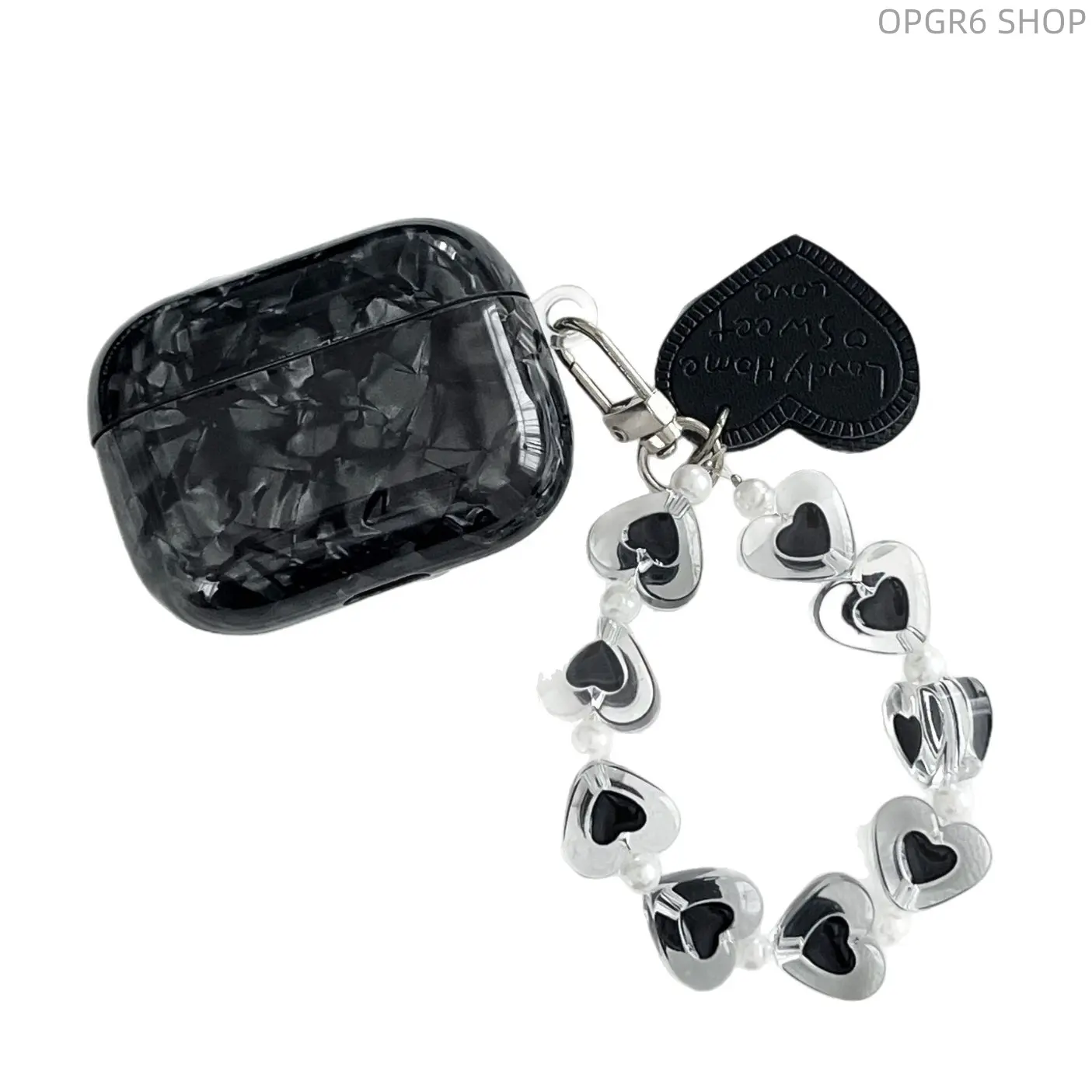 Minimalist Black Shell Grain Soft Protective Shell For Apple AirPods 4 & AirPods Pro 2, Flexible Anti-Scratch Earbud Cover With Detachable Heart Pendant Wrist Chain Portable Accessory