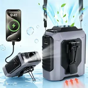 3600mAh Portable Waist Clip Fan, Power Bank Function, 5 Speed Adjustable Wearable Fan. Rechargeable Hands-Free, Waist/Neck/Desktop Use. Built-in Flashlight & SOS Emergency Light, Great for Outdoor,Summer Essentials Gifts for Men Dad Husband