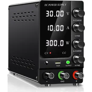 DC Power  Variable 30V 10A, Adjustable Switching Regulated DC Bench Power  with Output   4-Digit LED Display, Benchtop Lab Power Supplies with 5V/2A USB Port