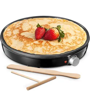 Crepe Maker Machine, Reemix Compact Pancake Griddle Precise Temperature Control, Nonstick 12” Electric Griddle, Batter Spreader for Eggs, Pancakes, Omelets and Quesadillas, Best Holiday Gift, Kitchen Gadgets