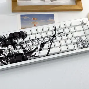 138 Key Kikyo White Pbt Keycaps, Cherry Style Side-Printed Semi-Transparent, Dye Sublimation, Compatible with Mx Axes, Fits 61/64/68/87/96/104/108 Keyboards