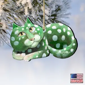 Designocracy 8512061-LS-S2 Artistic Cash Is King Cat Wooden Ornaments, 5x5.5 in, Decorative Gift Set of 2