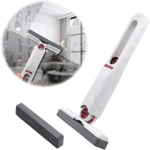 Mini Cleaning Mop – Portable Sponge Mop for Bathroom, Kitchen, and Travel (2 Cotton Heads + 1 Squeeze Handle)