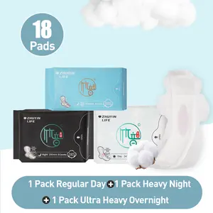 3 Packs of Zhuyin Life Sanitary Napink for Day & Night & Ultra Long Menstrual Pads