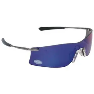Wrap-Around Safety Glasses with MCR Safety Emerald Lenses, Scratch-Resistant, Metal Frame, Universal Size, Model T411G