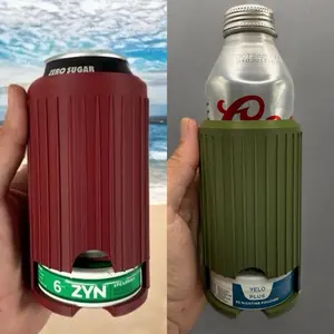 Drink Holder – Built-In Nicotine Pouch Storage – Durable Can Sleeve - Fits 12/16oz Cans - Comes With Slim Can Adapter - ZYN -or- Velo Plus
