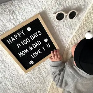 Wooden Message Board, 25cm X 25cm Wooden Felt Message Board, Perfect for Birthday, Wedding, Valentine's Day, Wall Decor, Games, Wood Sign, Decorations Supplies