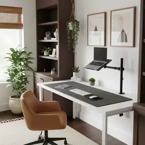 Mount-It! Full Motion Laptop Desk Mount with Cooling Tray – Fits Laptops up to 17", Adjustable 360° Swivel & Tilt for Ergonomic Workstations