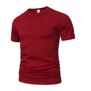 Men’s slim-fit stretchy mesh breathable crew-neck short-sleeve athletic T-shirt, available in multiple colors with reflective stripes; comfortable fitness running top; American minimalist solid color slim-fit breathable mesh sports T-shirt.