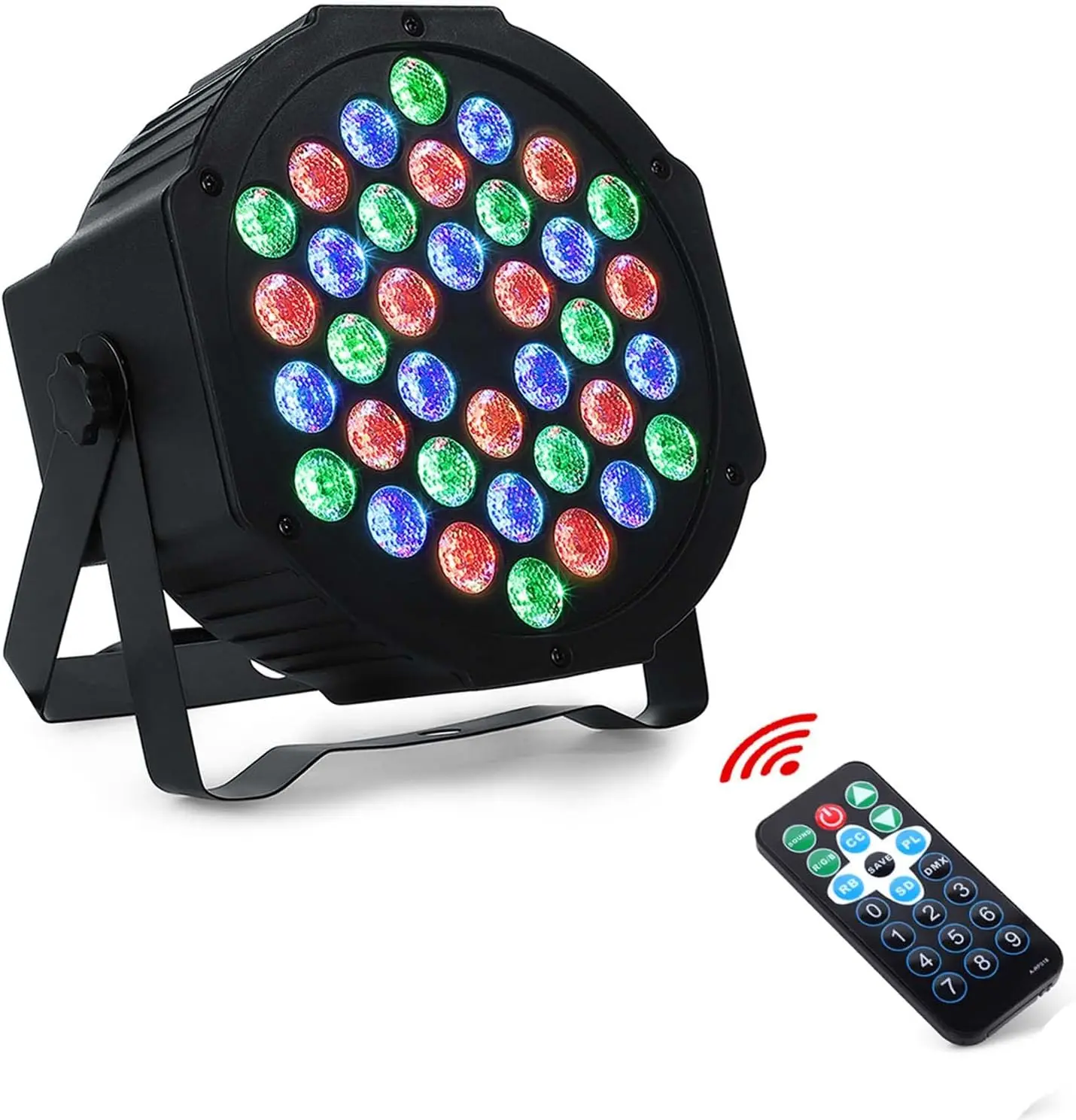 36 LED 1W Color Changing DJ Uplights - 12 Red,12 Green,12 Blue,7 Lighting Modes, Sound Activated, Remote/DMX Control, 30-40 sq m Coverage, 7.5x7.18x4.18 Inches, Club/Sensory Lights for Wedding (Home Improvement,Novelty Lighting), Party Lights, Club Lights