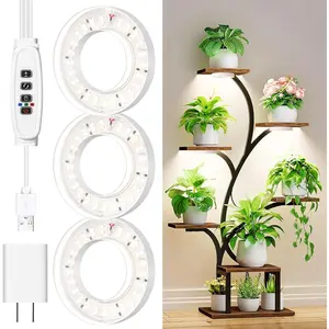 3.54" Ceiling Grow Light for Indoor , Warm&White Full   Light, Growing Lamp with 6/12/16H Auto Timing, 10 Dimmable Brightness Levels for Small , 3Head