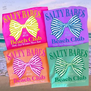 Salty Babes Coquette Bow shirt Neon Summer  Shirt  Trendy Summer Beach Coquette Beach Aesthetic png, preppy beachSea Shell Tee, Cute Sea Animal Tee, Beach Woman Shirt