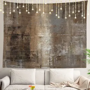 Shrahala Brown Abstract Art Wall Tapestry, Grey Acrylic Wall Hanging Large Tapestry Decoration Polyester Fiber White Hem Around for Dorm Room Bedroom 51.2 x 59.1 in Peach