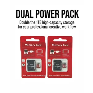 2-Pack x 1TB Memory card, Micro SD card, flash memory card, suitable for storage card with adapter, tablet computer/camera/mobile phone/laptop /PC/ car audio/game console/audio - safely store your files micro tf sd adapter monitoring system handheld devic