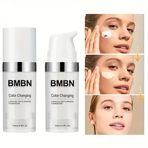 BMBN Color-Changing Liquid Foundation, All-Light Beige, Natural Matte Finish, Waterproof, Oil-Control, Long-Lasting, Non-Irritating, High-Covers Concealer, Moisturizing BB Cream, Makeup Cream, Suitable for Men and Women, Travel Size, Luxury Gift