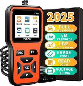 V500 New OBD2 Diagnostic Tool, Car Battery Voltage Test, DTC lookup, Engine Code Reader With Complete OBD2 Functionality, Reset, Mode 6 And 8, And More, Suitable For All OBDII/EOBD Vehicles After 1996+