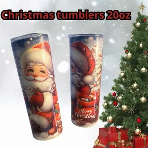 Christmas Tumbler 20oz - Santa Claus Design, Reusable Drinkware, Portable Drinkware