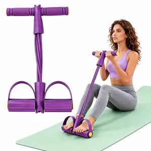 6-Tube Pedal Resistance Band, Portable Elastic Pull Rope for Home Gym, Arm, Sit-Up, Yoga and Abdominal Training