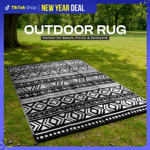 Utopia Home Waterproof Outdoor Rug for Patio, Reversible Plastic Straw Mat for Camping, Balcony, Picnics – 6x9 & 9x12 ft in Black & White, Grey, Navy Colors Utopia Home Waterproof Outdoor Rug for Patio, Reversible Plastic Straw Mat for Camping, Balcony, Picnics – 6x9 & 9x12 ft in Black & White, Grey, Navy Colors