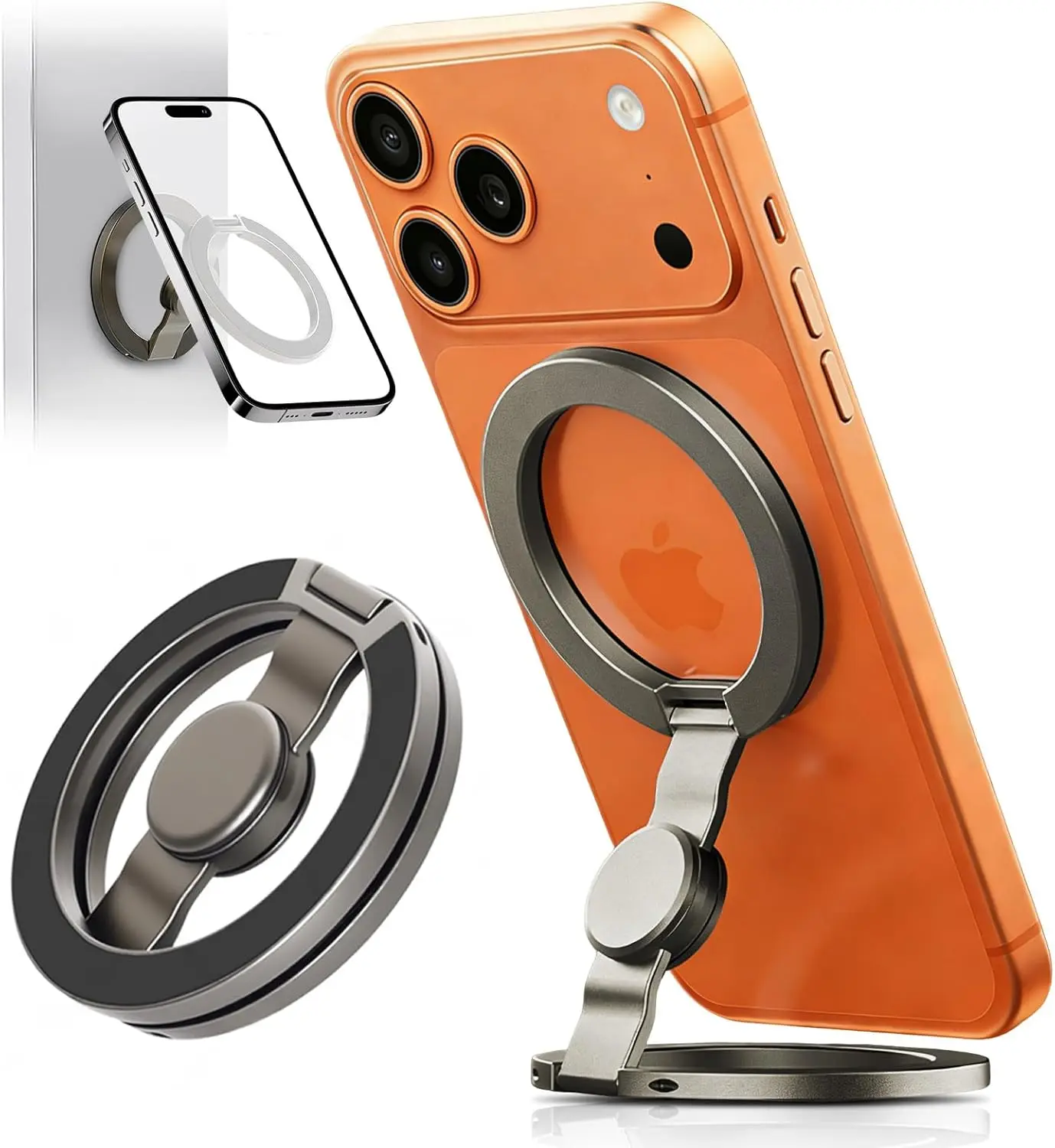 Magnetic Phone Stand & Fidget Spinner Combo, Dual Magnetic Ring Stand,  Fidget Toys Adults, Foldable, 360° Rotation, Phone Holder Car, Desk Phone Stand, MagSafe Compatible, Stress Relief Accessory for Home/Office/Travel/Gym Cellphone