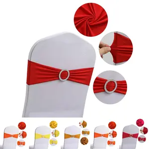 30/50Pcs No Tie Bow Chair Back Covers – Chair Cover Sashes, Elastic Stretch Straps, Universal Fit Wedding Party Decoration, Red & Yellow