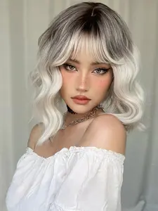 Synthetic Wig, Gradient Top Knot Design, Curly Heat Resistant Hairpiece, 12 Inches Long, Suitable for All Seasons, Synthetic Material Wigs