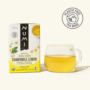 Numi Organic Chamomile Lemon Herbal Teasan with Egyptian Chamomile Blossoms & Australian Lemon Myrtle Leaves Plastic Free Tea Bags