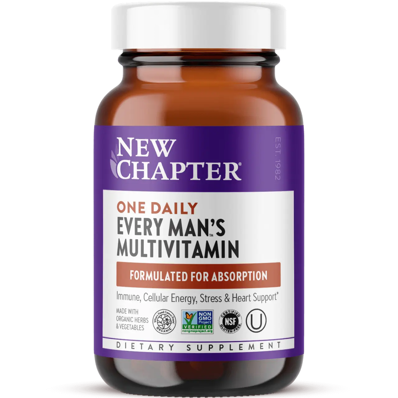New Chapter Every Man's One Daily Multivitamin + Immune, Stress, Heart & Energy Support with Fermented Nutrients - 30ct