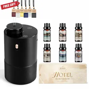 AESHORY Waterless Essential Oil Diffuser Starter Kit with Hotel Fragrance Oil Battery Operated Mini Scent Diffuser, Portable Aromatherapy Diffuser for Home, Car, Office (Black)
