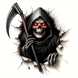 3D Grim Reaper Pattern Car Sticker, Car Exterior Decorative Sticker, Car Exterior Decoration Accessories for Car, Motorcycle, Wall