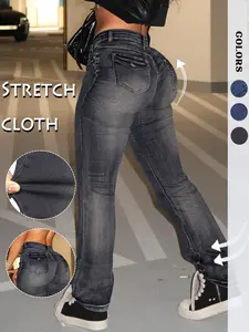 Y2K button fly flared Leg Denim jeans, casual and comfortable jeans, suitable for everyday wear, women's bottoms for all seasons, vintage jeans, street style, simple style, women's jeans