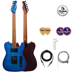 For Professionals, TOSTAR Universal, Electric Guitar, Heavy Metal, Rock Band, 39 in, Maple Neck Lacquered, Ivory binding, Hot-Rail Bridge Pickup, Bluberry Blue, Dark Scarlet