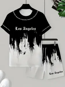 Men's Gradient Tie-Dye Short Set, Summer Casual Two-Piece, Streetwear Fashion Trend, Sports & Daily Commute Wear