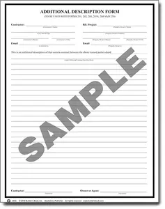 Additional Description, Addendum Form (Pack of 25 Forms)