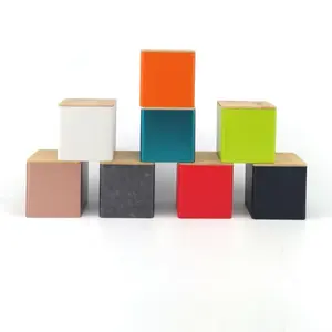Recyclable Square Bamboo Wood Lid Iron Box Food Storage Organizer Container Wooden 150g 250g Custom Logo Candy Coffee Gift Loose Tea Canister